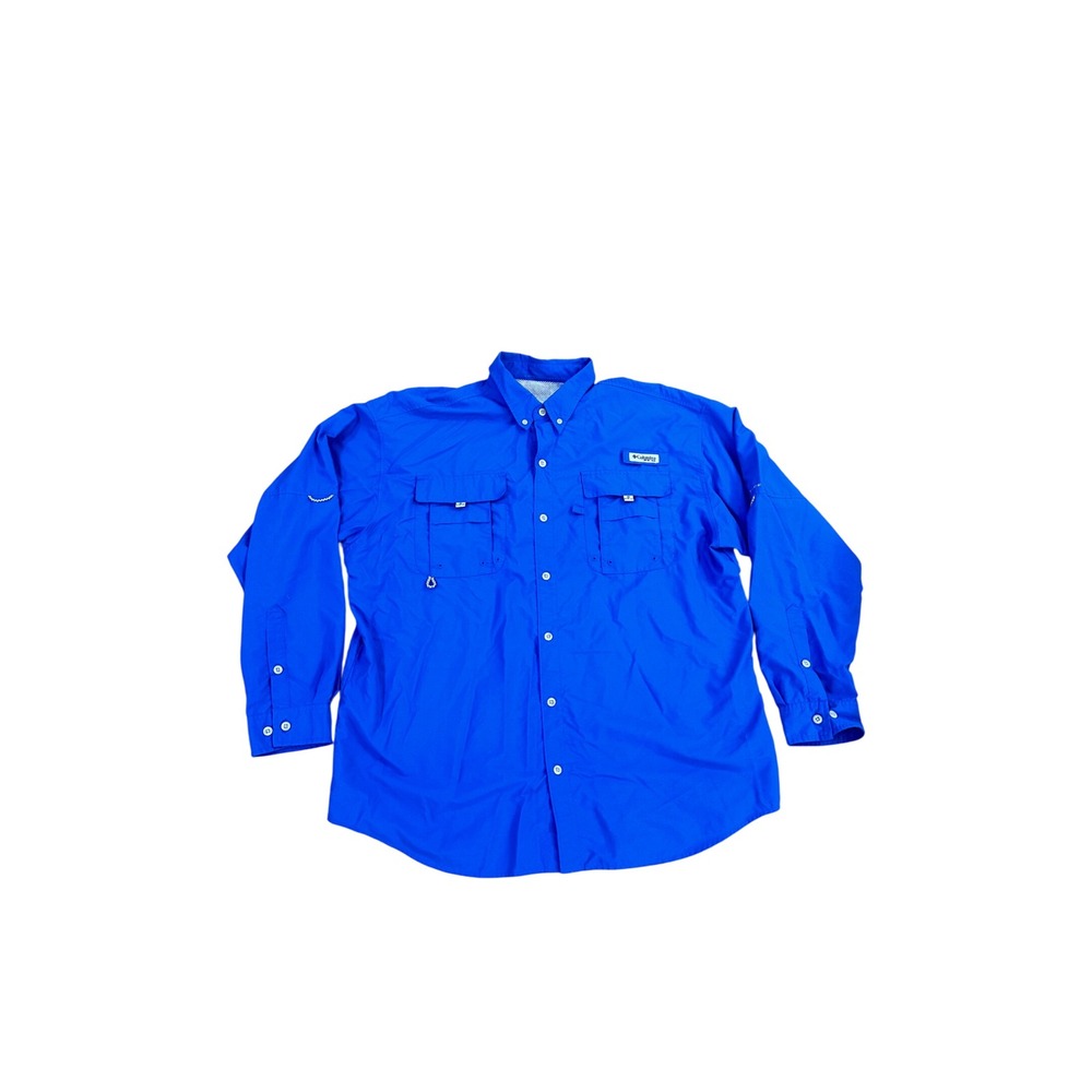 Columbia Men's Long Sleeve Fishing Shirt Blue PFG Vented Sun‎ Protection Size XL